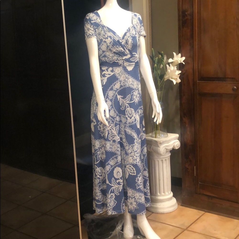 Blue Maxi Dress short sleeves